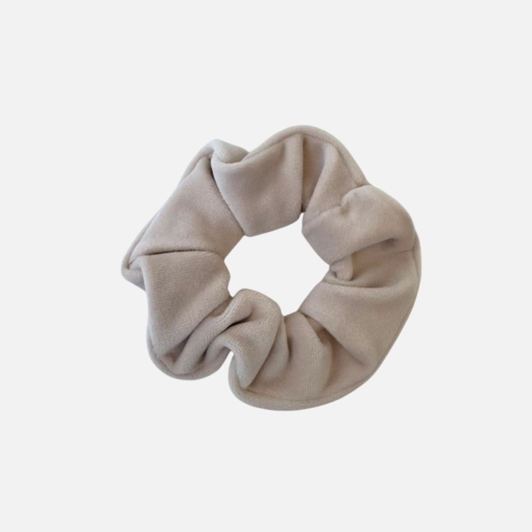 GS013 Gumka frotka scrunchie śednia welurowa BEŻOWA.JPEG