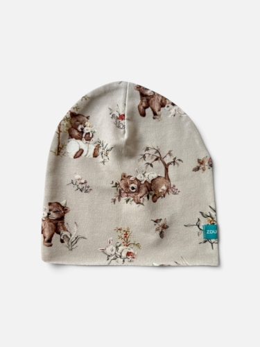 CZ198 Czapka dresowa dziecięca beanie misie i króliczki.jpg