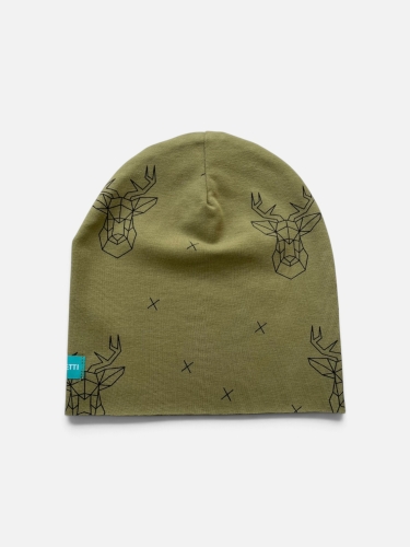 CZ168 Czapka dresowa dziecięca beanie jelenie zielona.jpg