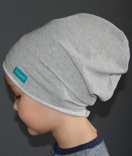 CZ004 Czapka dresowa dziecięca z dresówki smerfetka beanie szara jasna.JPG