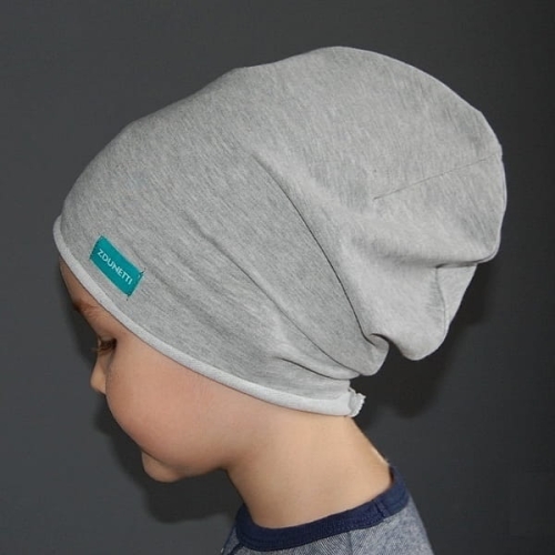 CZ004 Czapka dresowa dziecięca z dresówki smerfetka beanie szara jasna.JPG