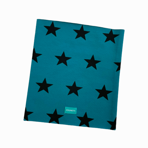 KD085 Komin dresowy dziecięcy z dresówki dla dzieci gwiazdki morski turkusowy niebieski.PNG